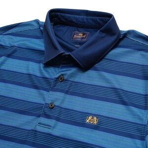 Tourney Golf Polo Shirt Mens Large Blue Striped Performance Short Sleeve